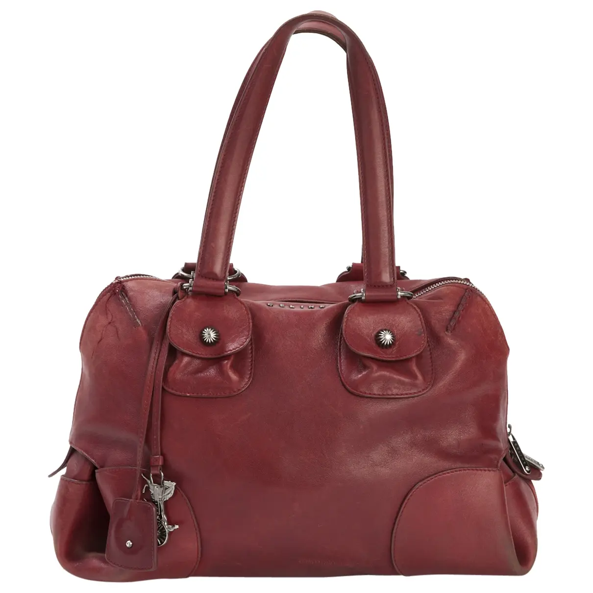Burgundy Leather Handbag Celine