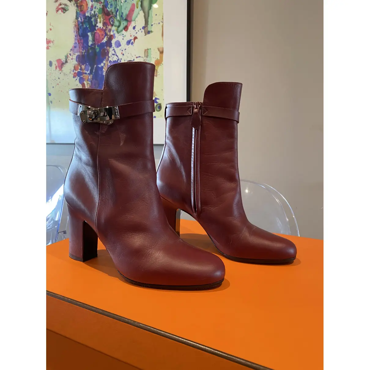 Joueuse leather ankle boots Hermès