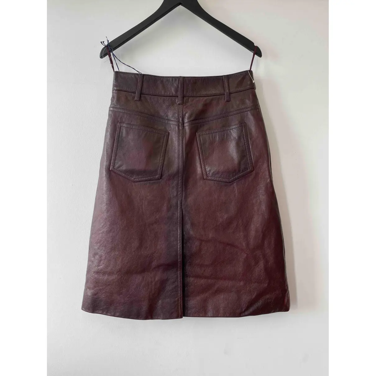 Buy Prada Leather mid-length skirt online