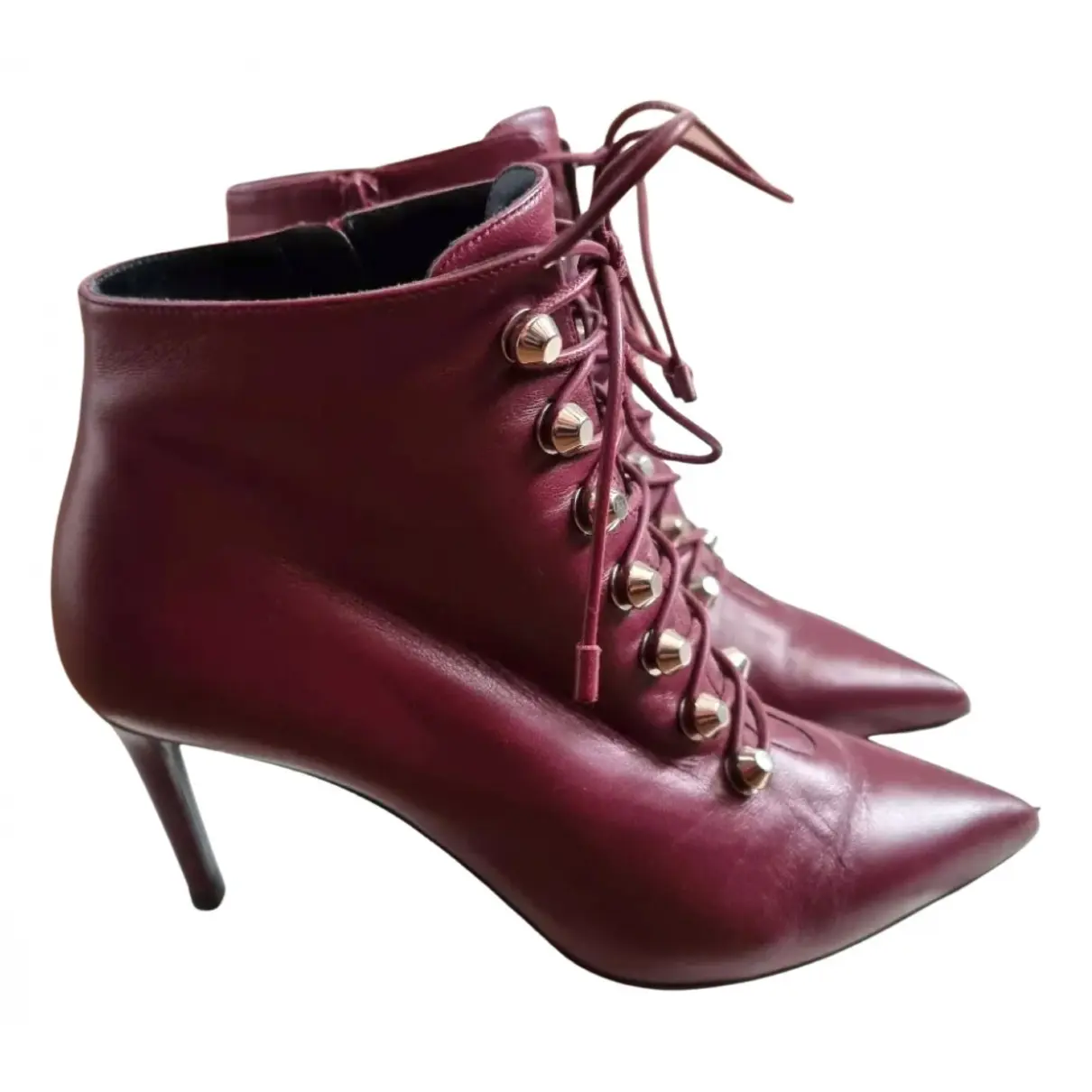 Slash leather lace up boots Balenciaga