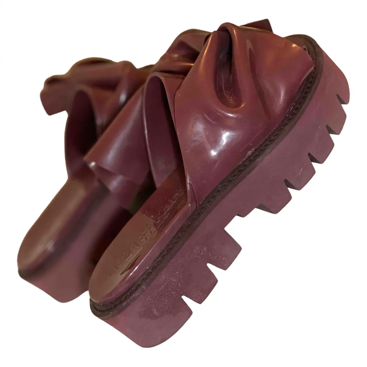 Burgundy Rubber Sandals N°21