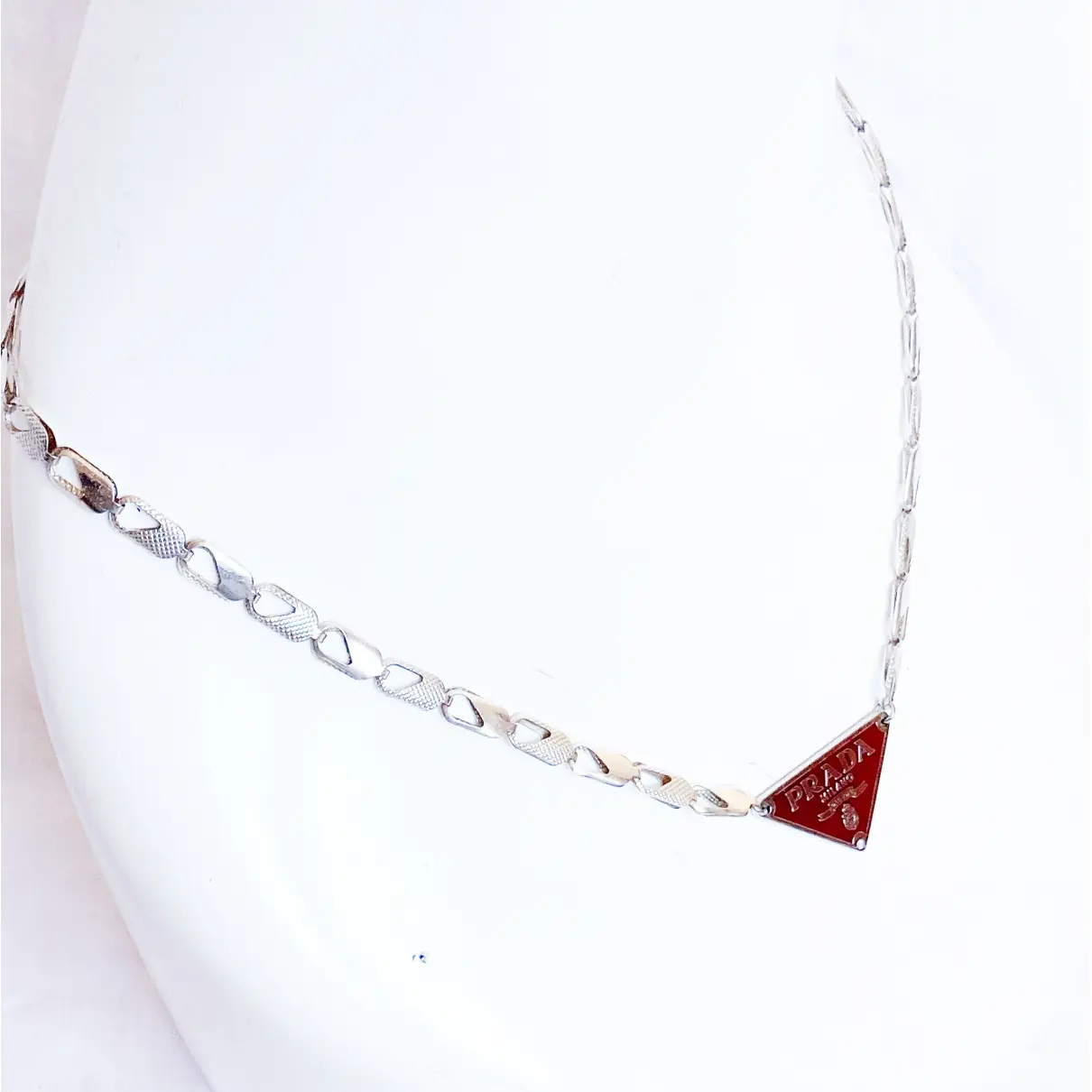 Silver long necklace Prada