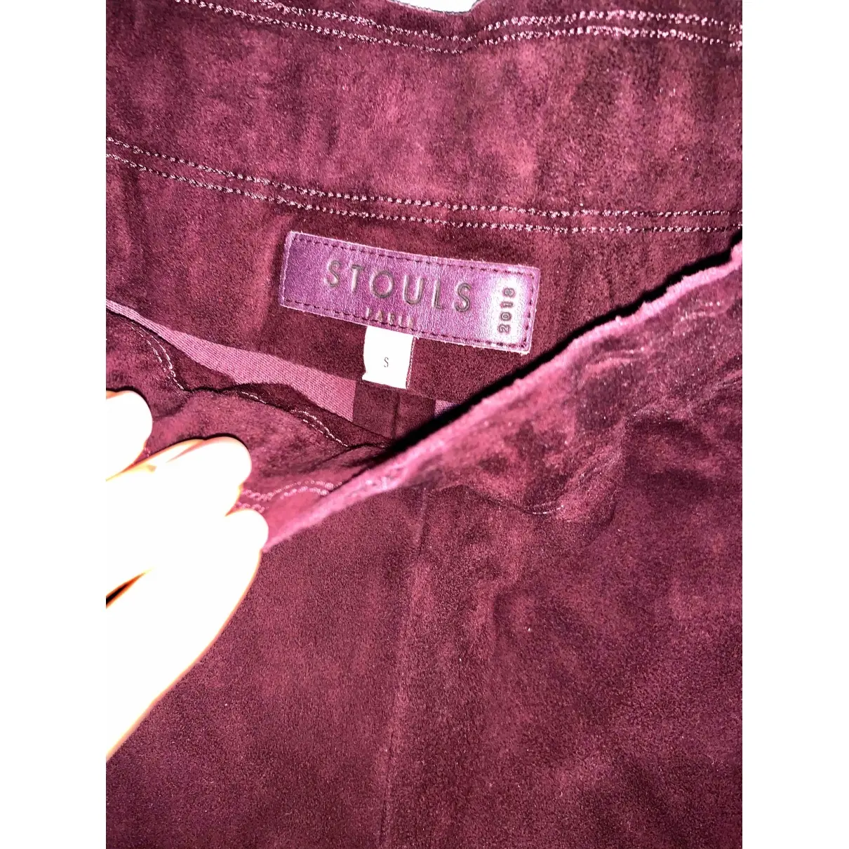 Buy Stouls Burgundy Suede Trousers online