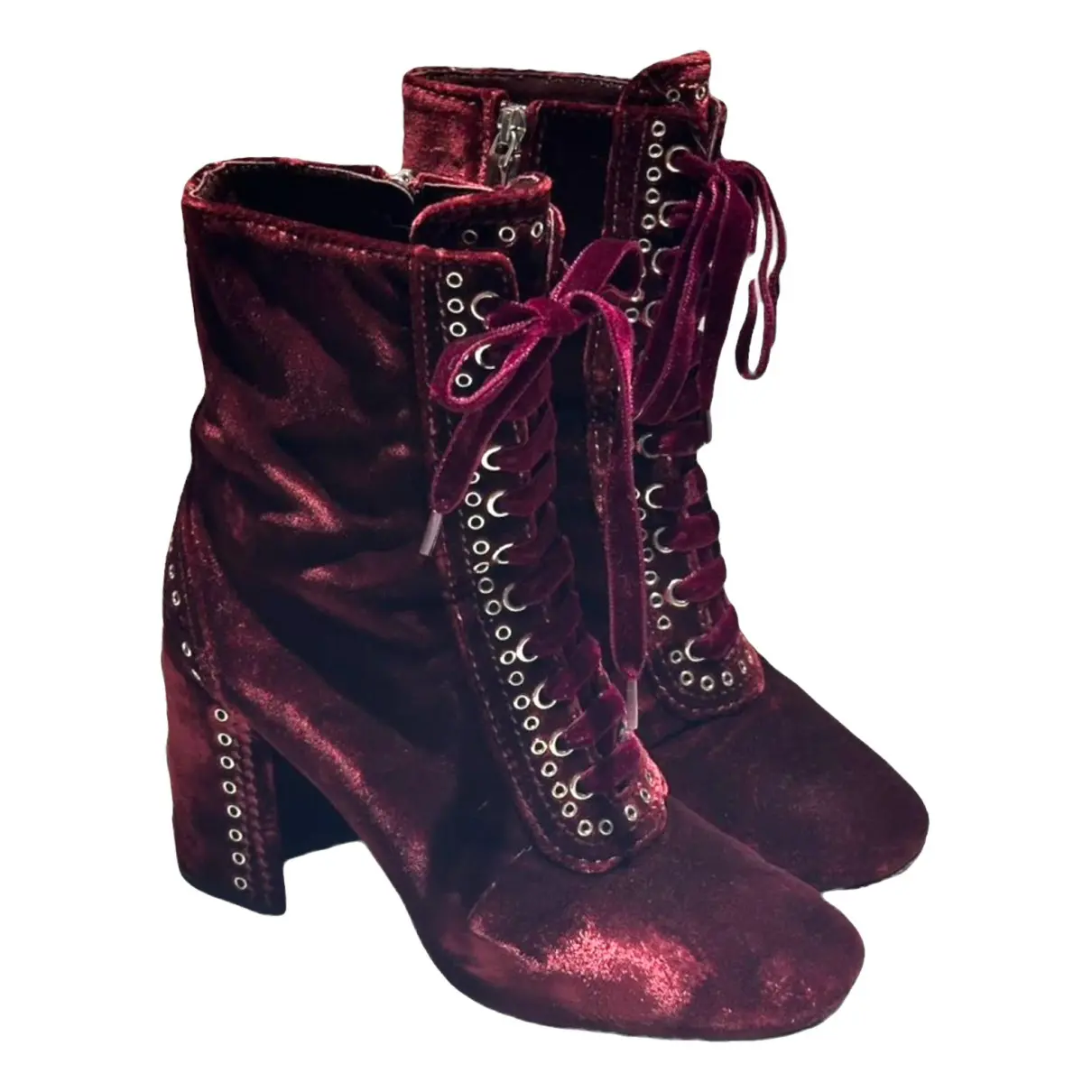Velvet lace up boots