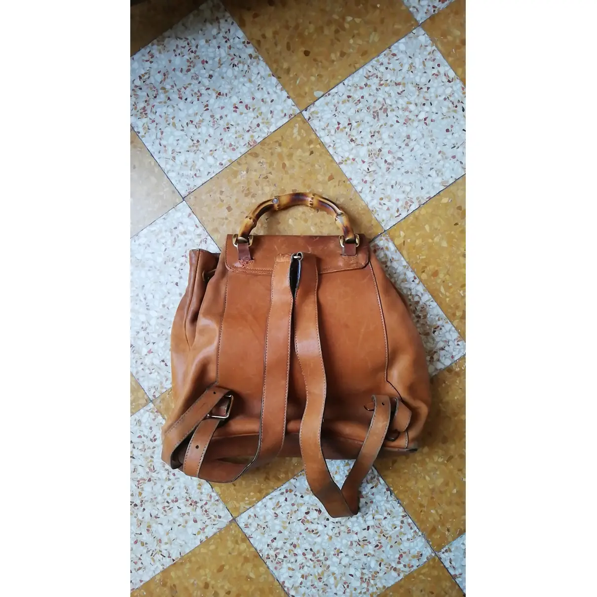 Buy Gucci Vintage Bamboo leather backpack online - Vintage