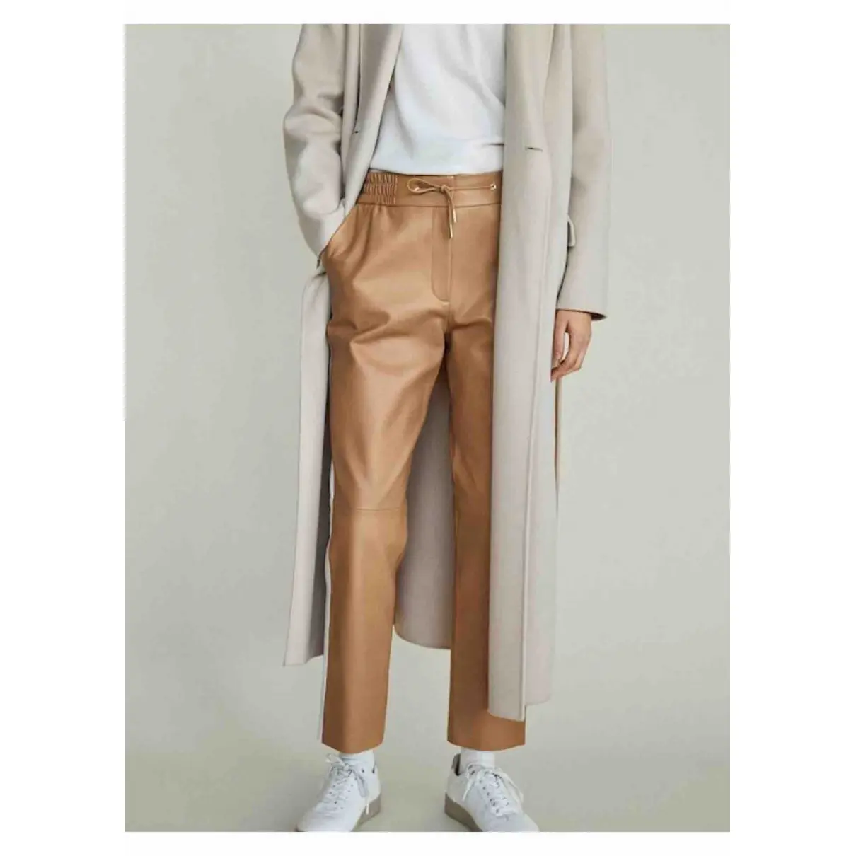 Leather straight pants Massimo Dutti