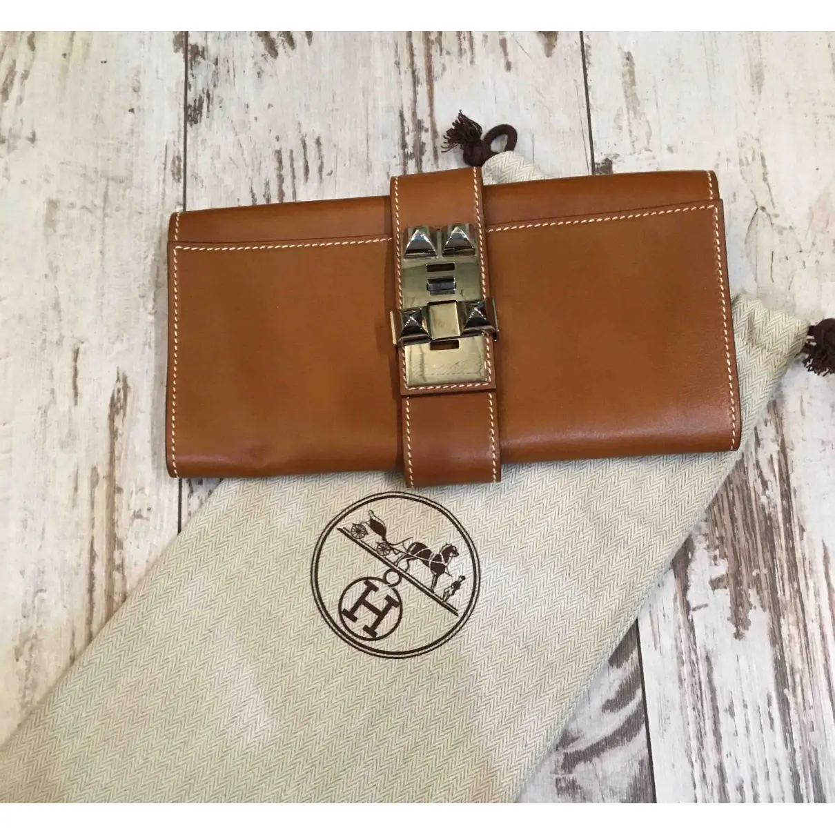 Médor leather clutch bag Hermès - Vintage