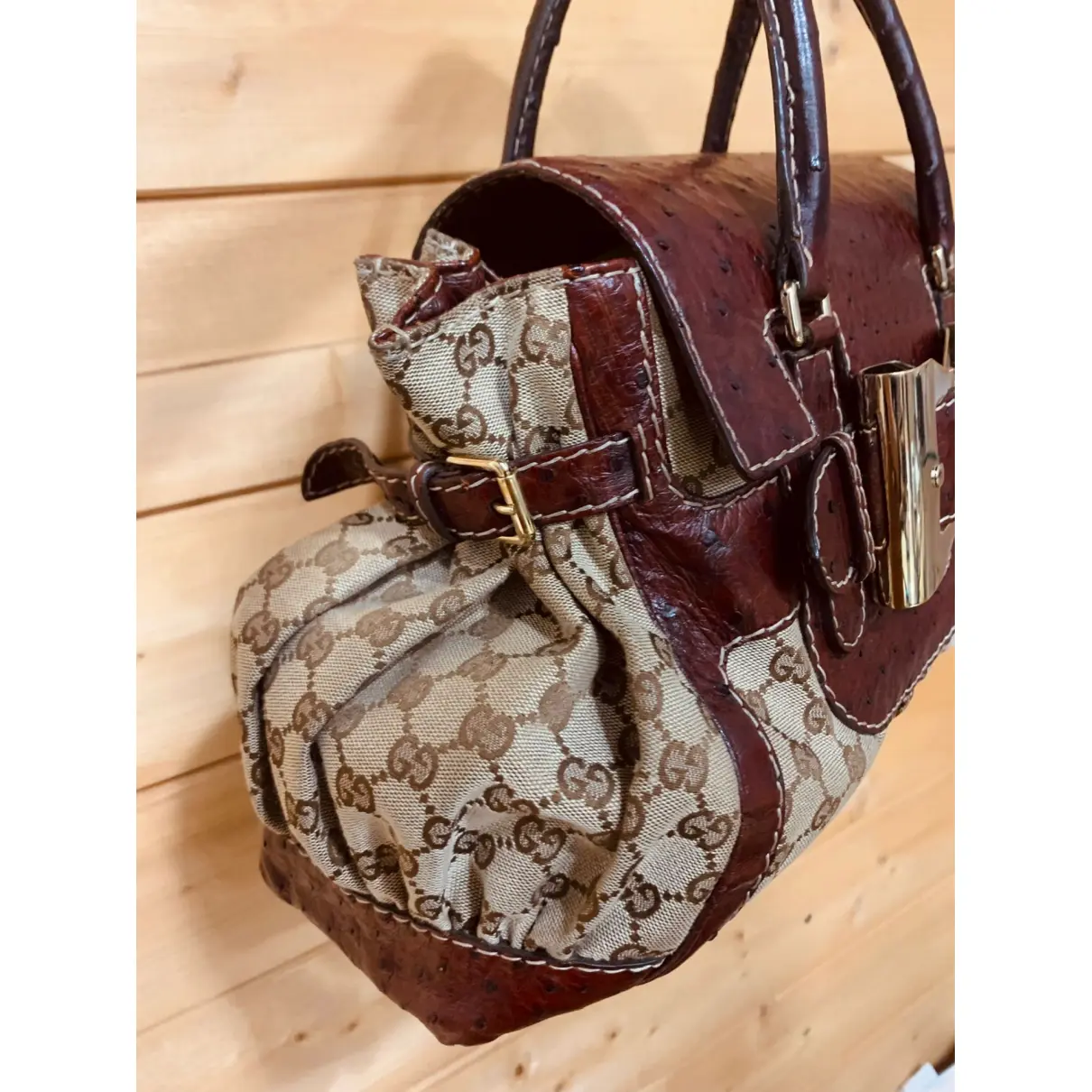 Ostrich handbag Gucci