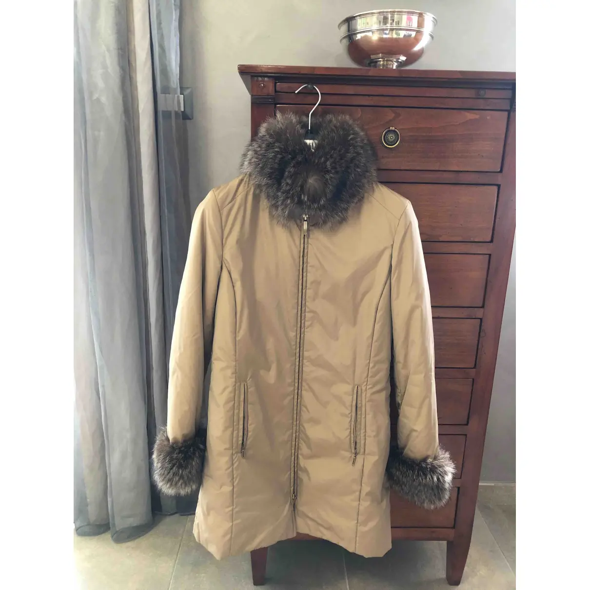 Camel Polyester Coat Burberry