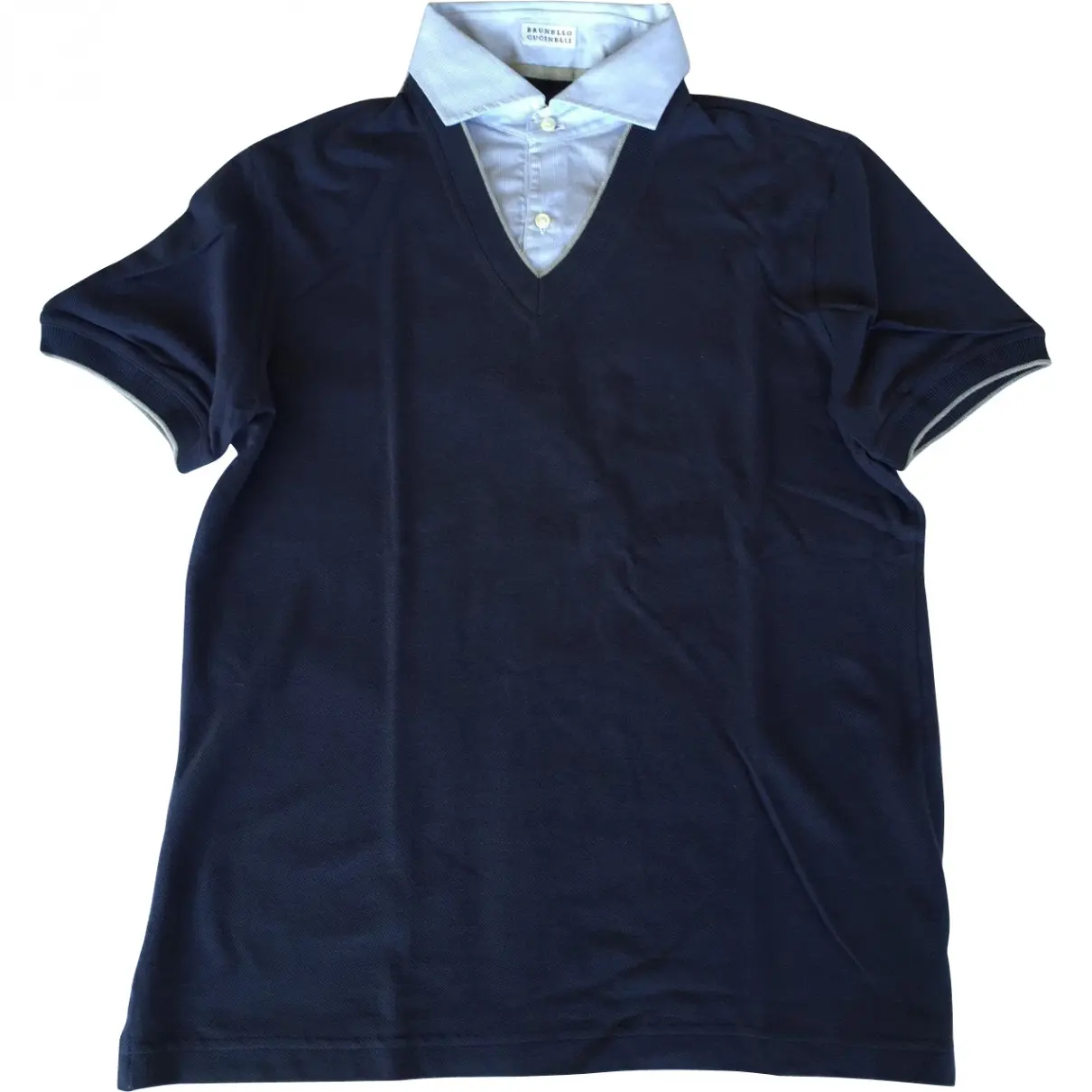 Polo-Camicia in cotone blue Brunello Cucinelli