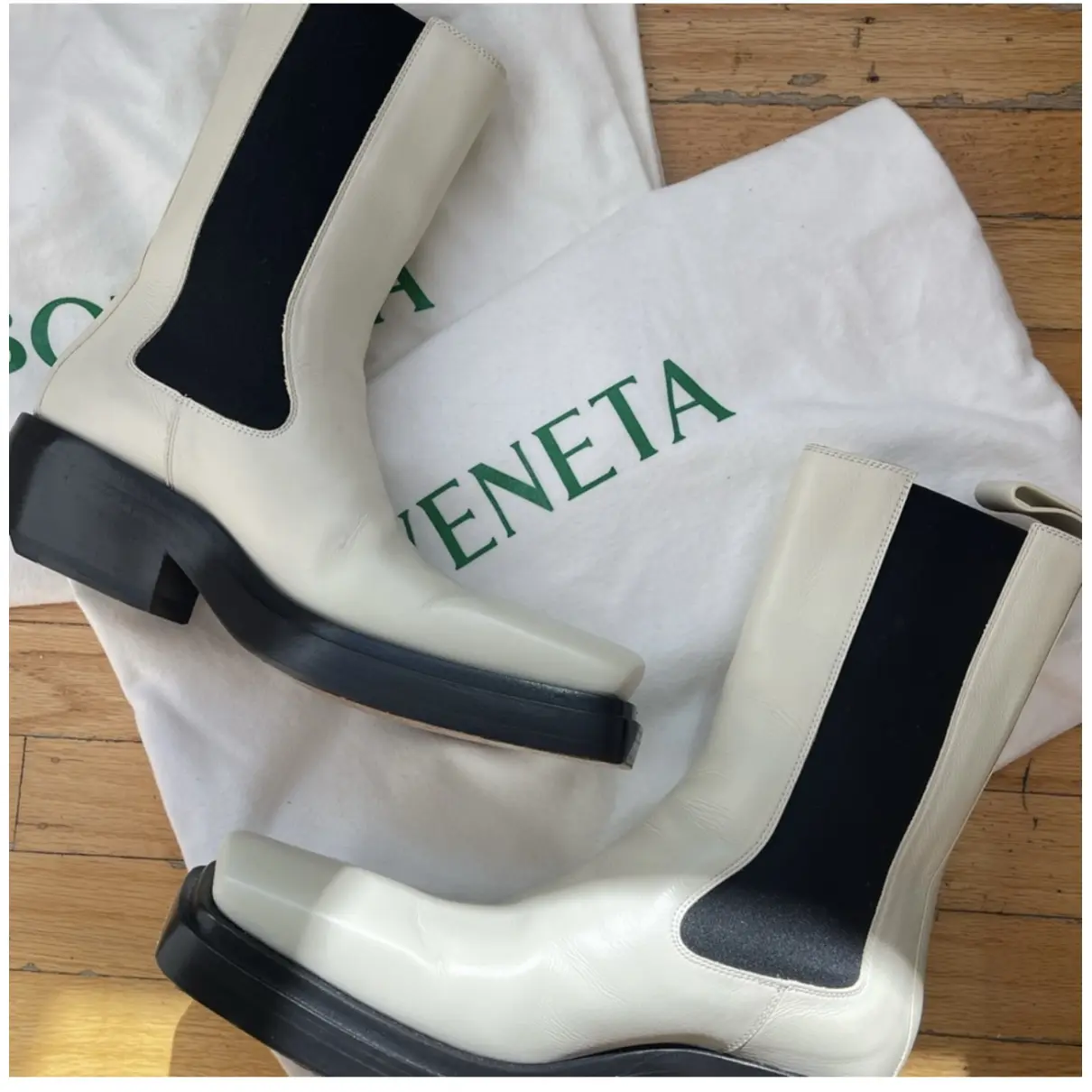 Leather biker boots Bottega Veneta