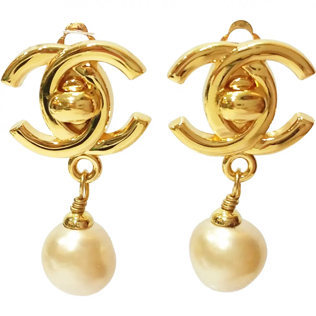 Gold Gold plated Earrings Chanel - Vintage
