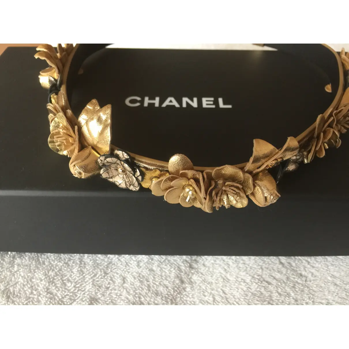 CC leather hair accessory Chanel