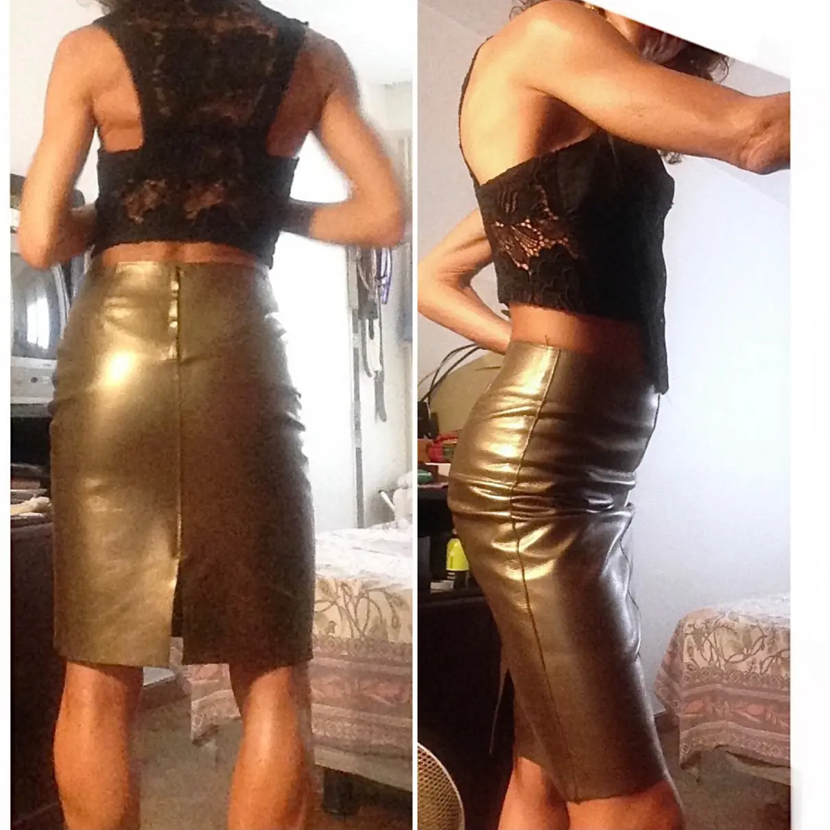 Leather mid-length skirt D&G - Vintage