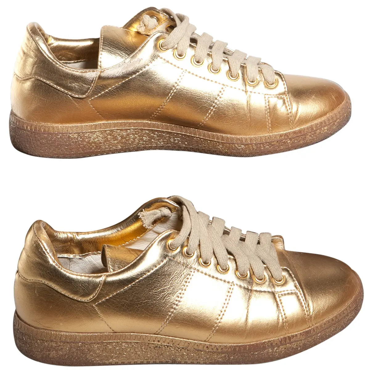 Gold Leather Trainers Laurence Dolige