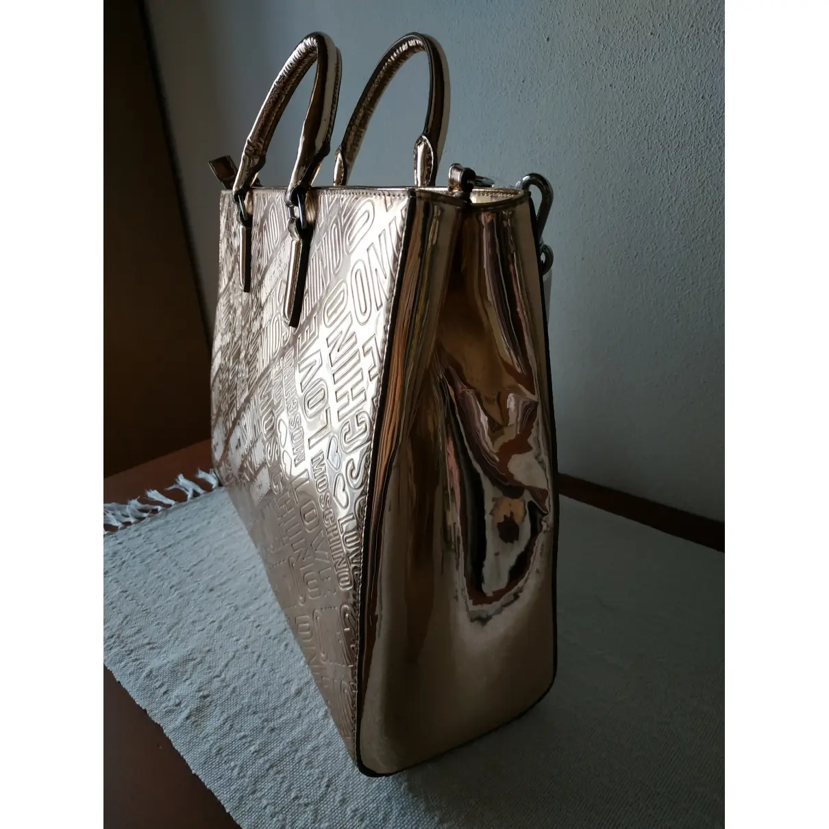 Patent leather handbag Moschino Love