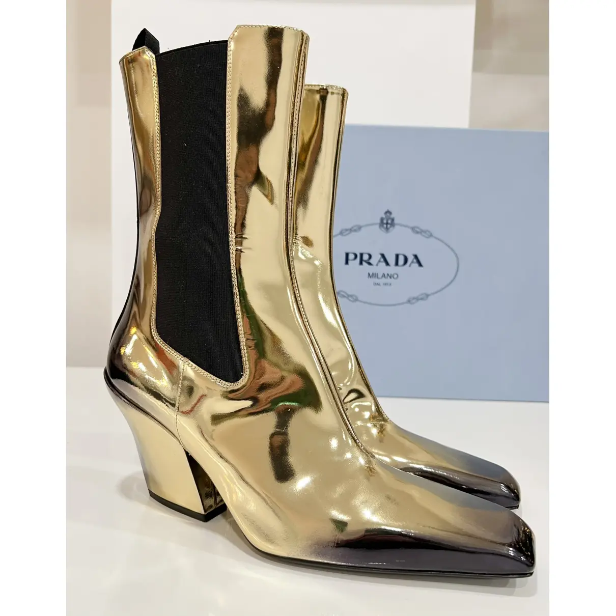 Patent leather ankle boots Prada