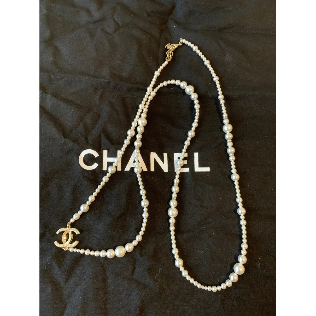 CC pearl long necklace Chanel