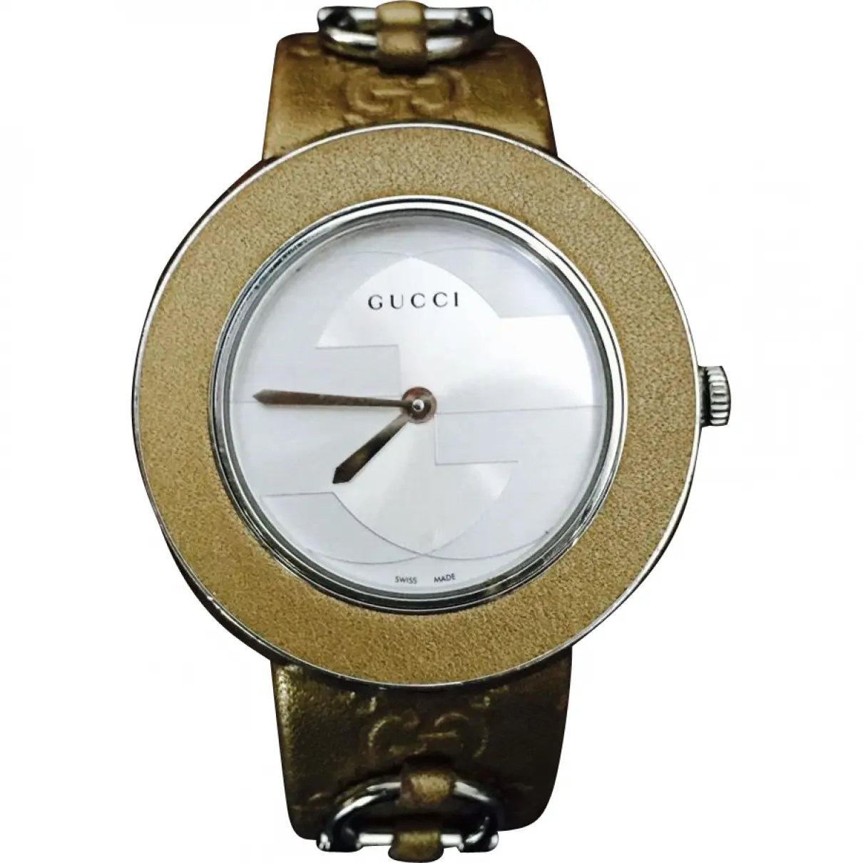 Gold Leather Watch Gucci