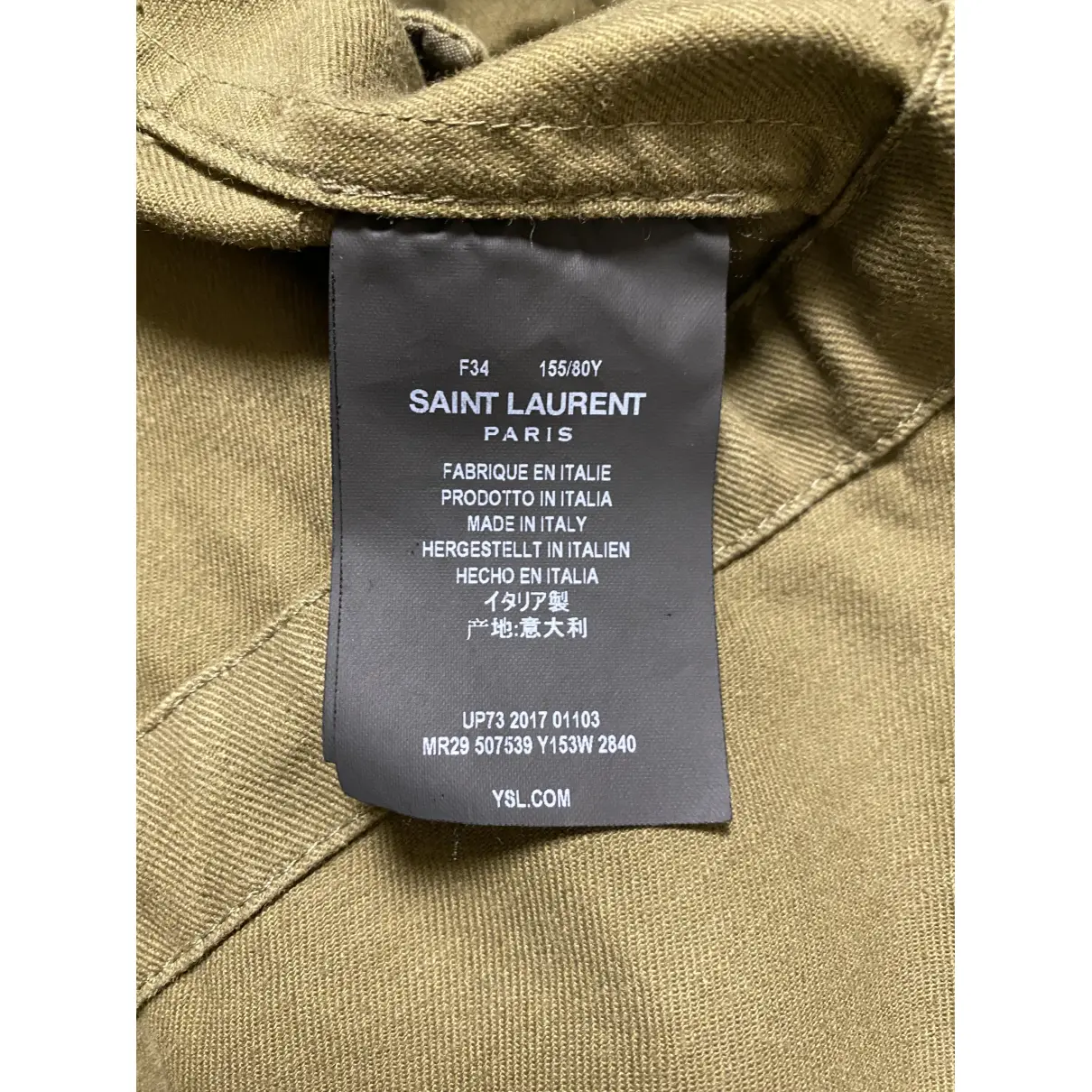 Green Cotton Coat Saint Laurent
