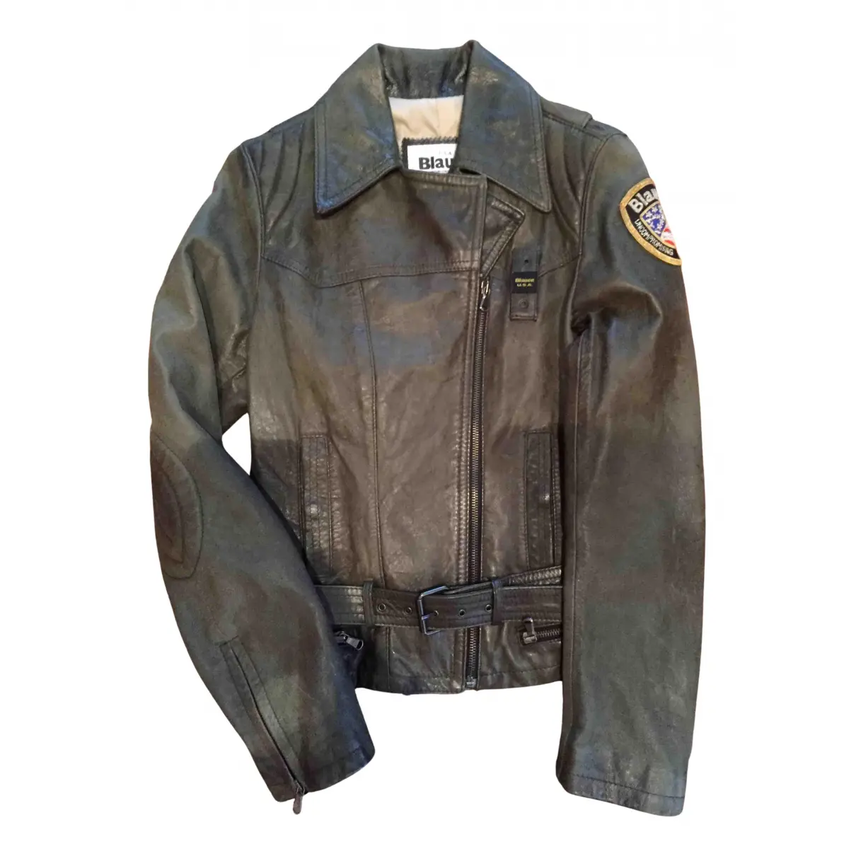 Leather biker jacket Blauer