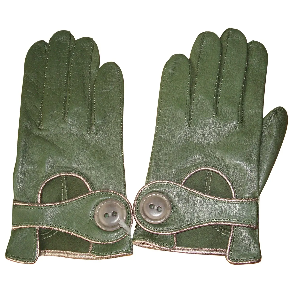 Green Leather Gloves Maison Fabre