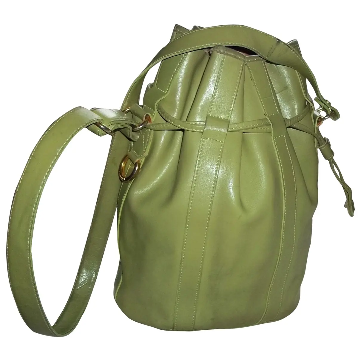 Green Leather Handbag Lancel