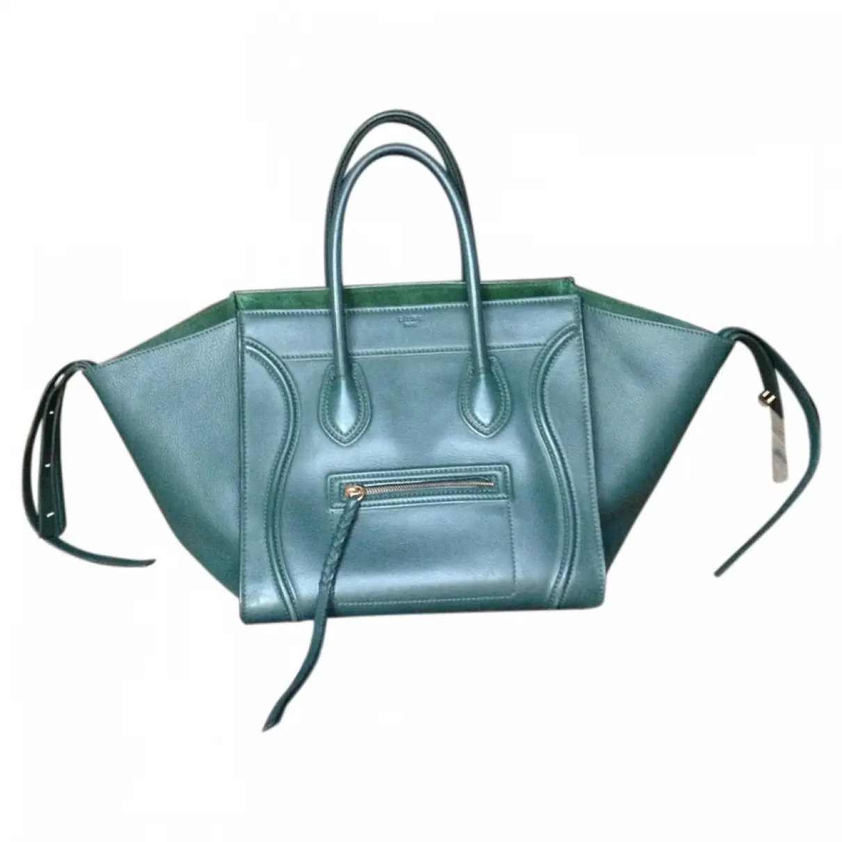 Green Leather Handbag Luggage Phantom Celine