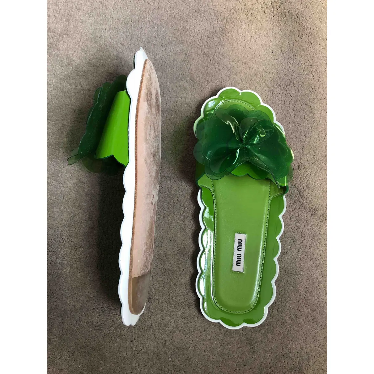 Buy Miu Miu Green Plastic Sandals online