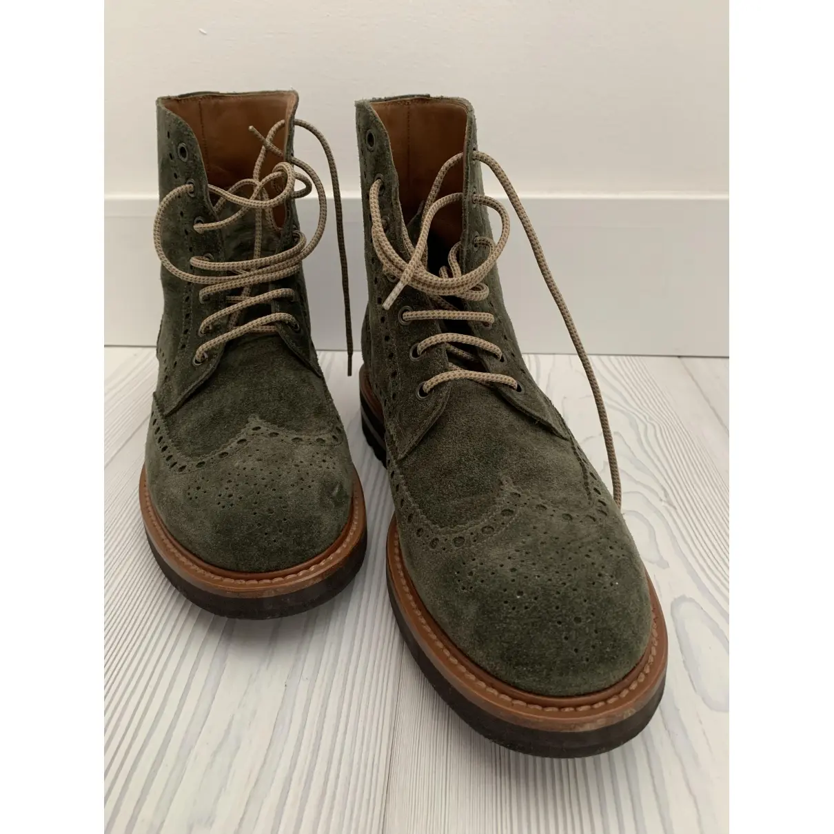 Buy Brunello Cucinelli Green Suede Boots online