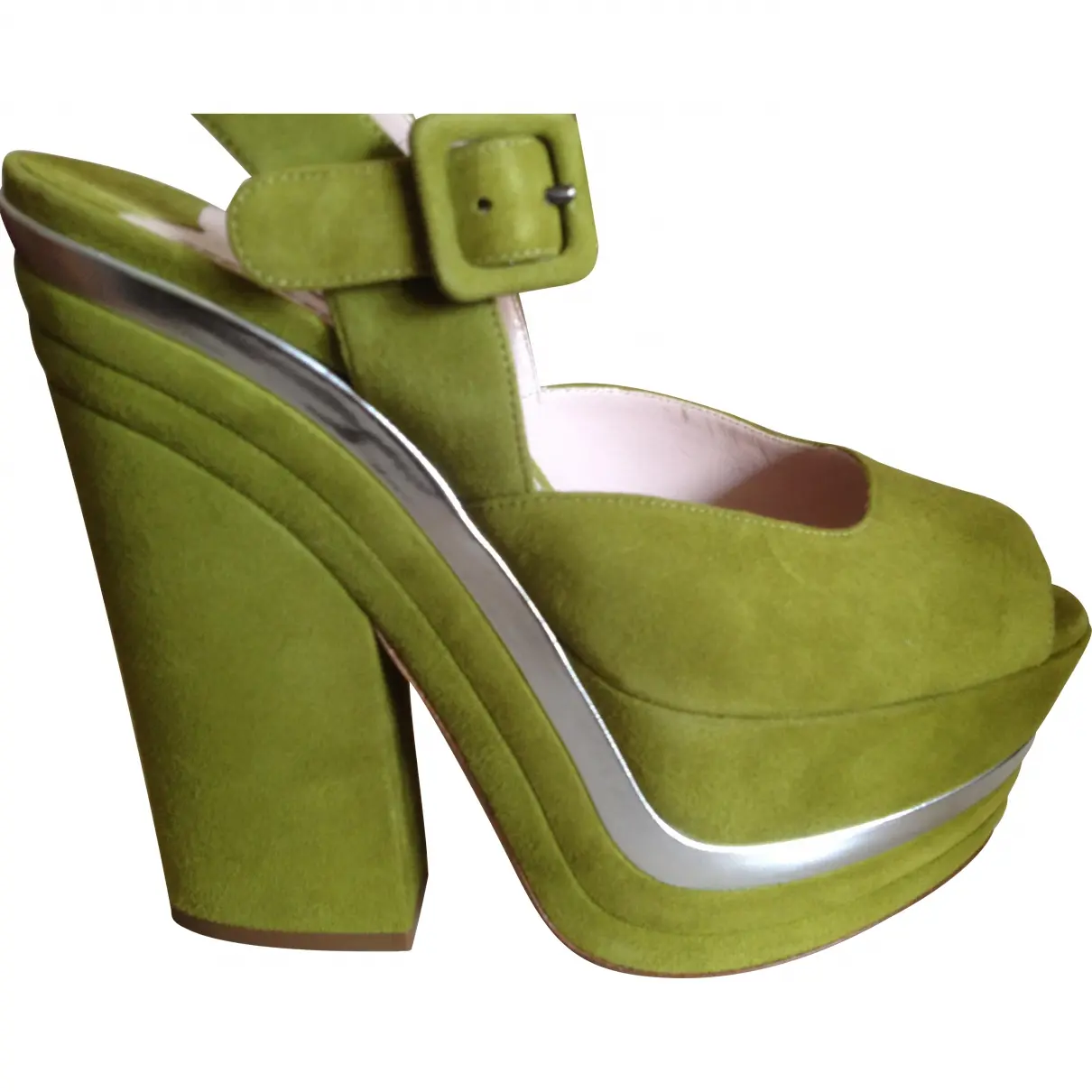 Miu Miu Green Suede Heels for sale