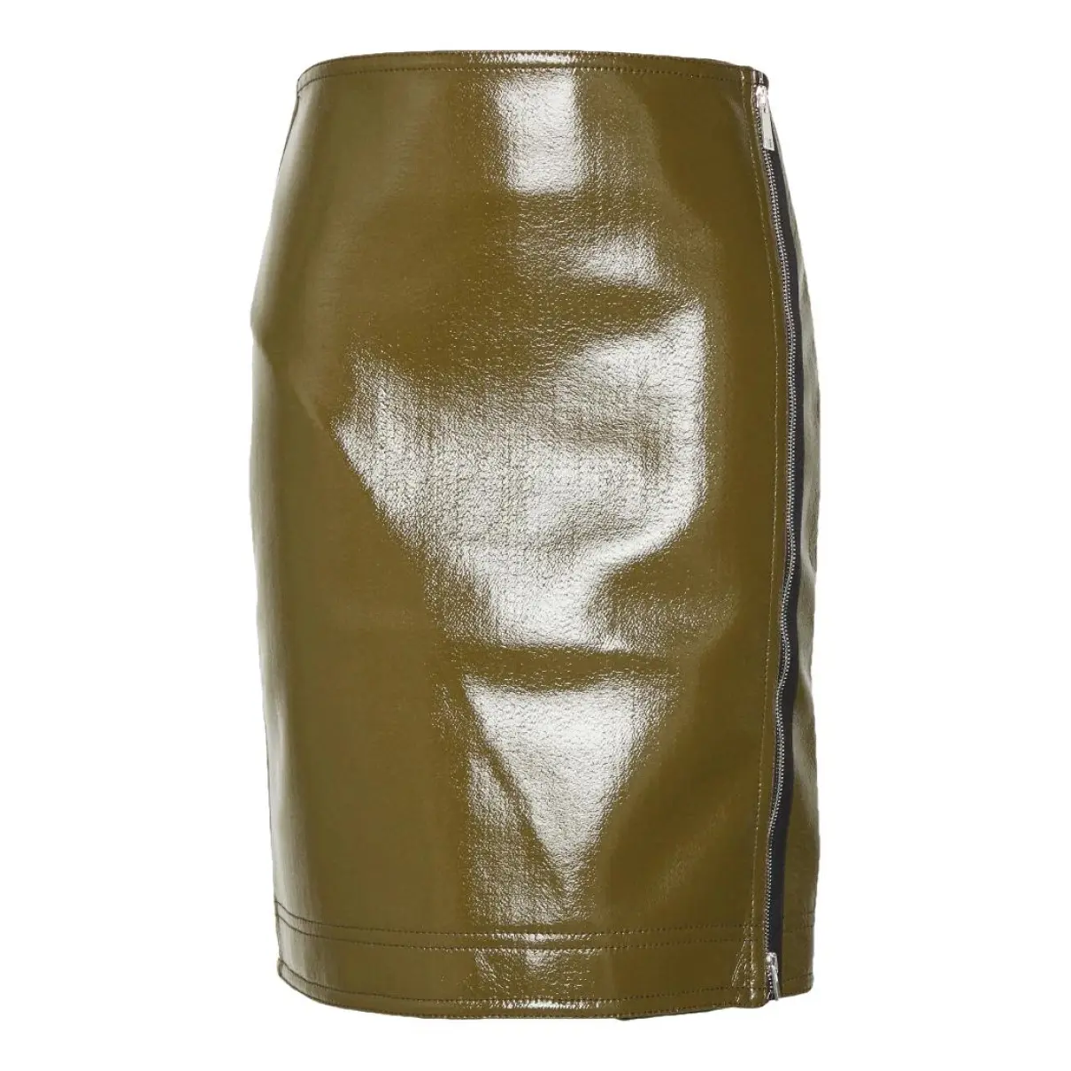 Vegan leather mid-length skirt