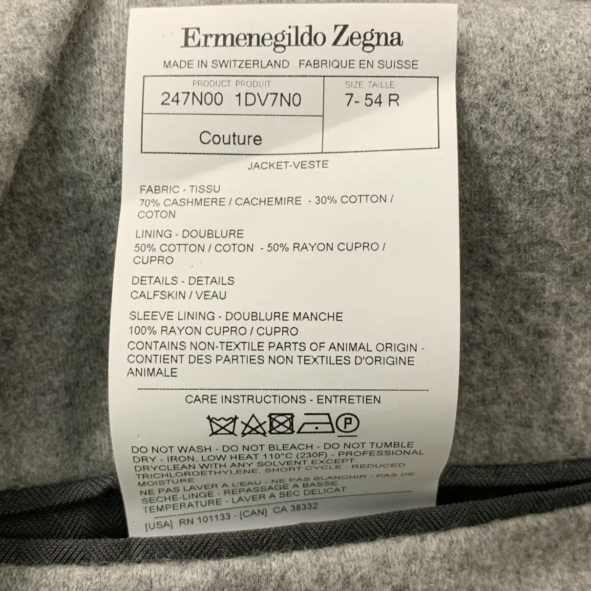 Cashmere suit Ermenegildo Zegna