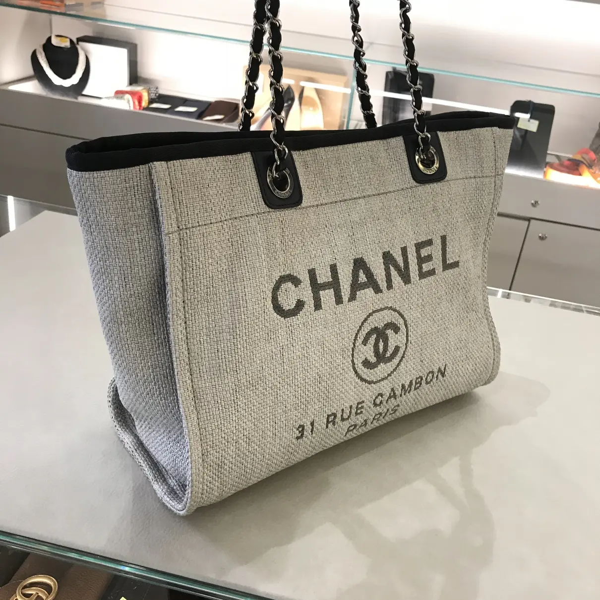 Deauville Chain cloth tote Chanel