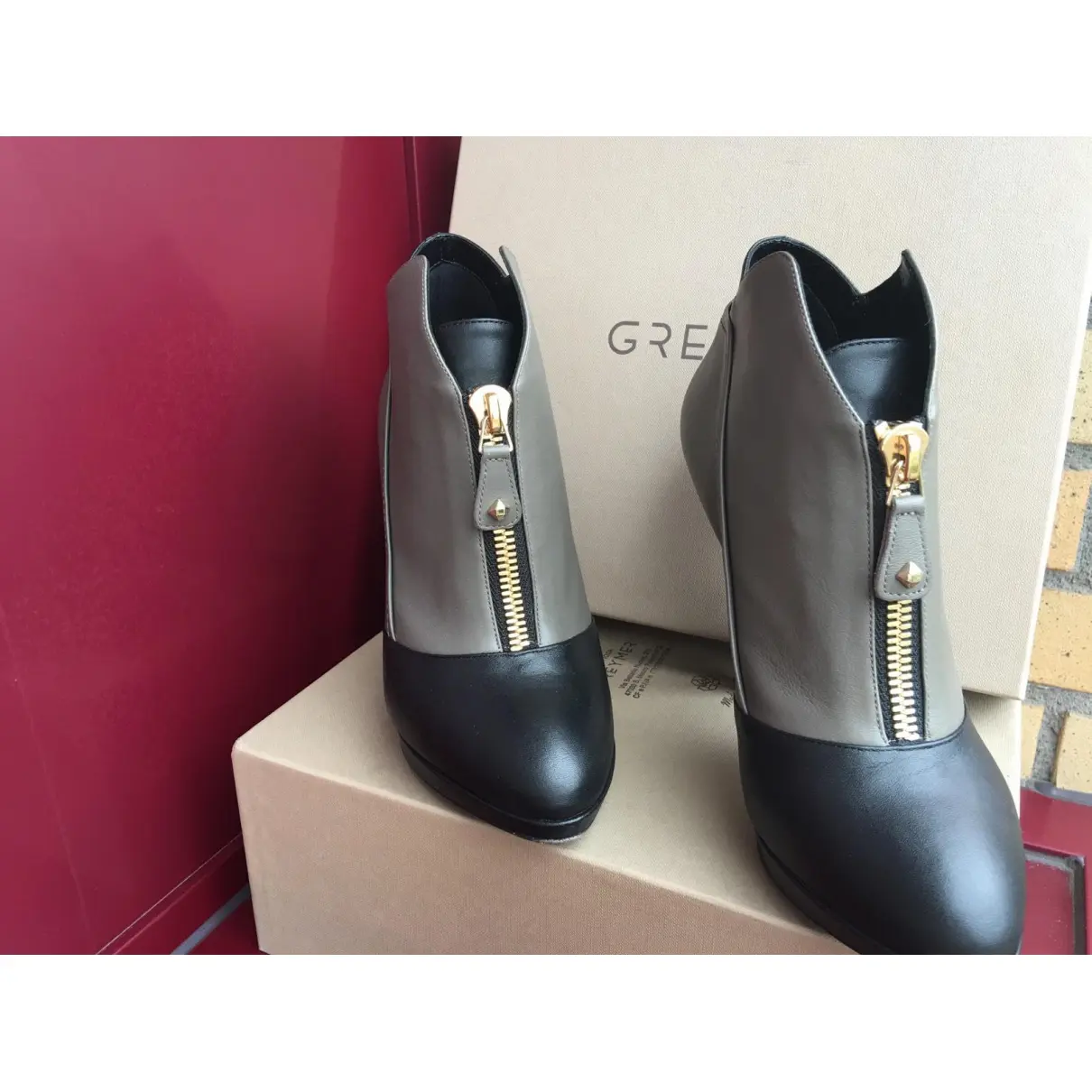 Buy Grey Mer Leather ankle boots online