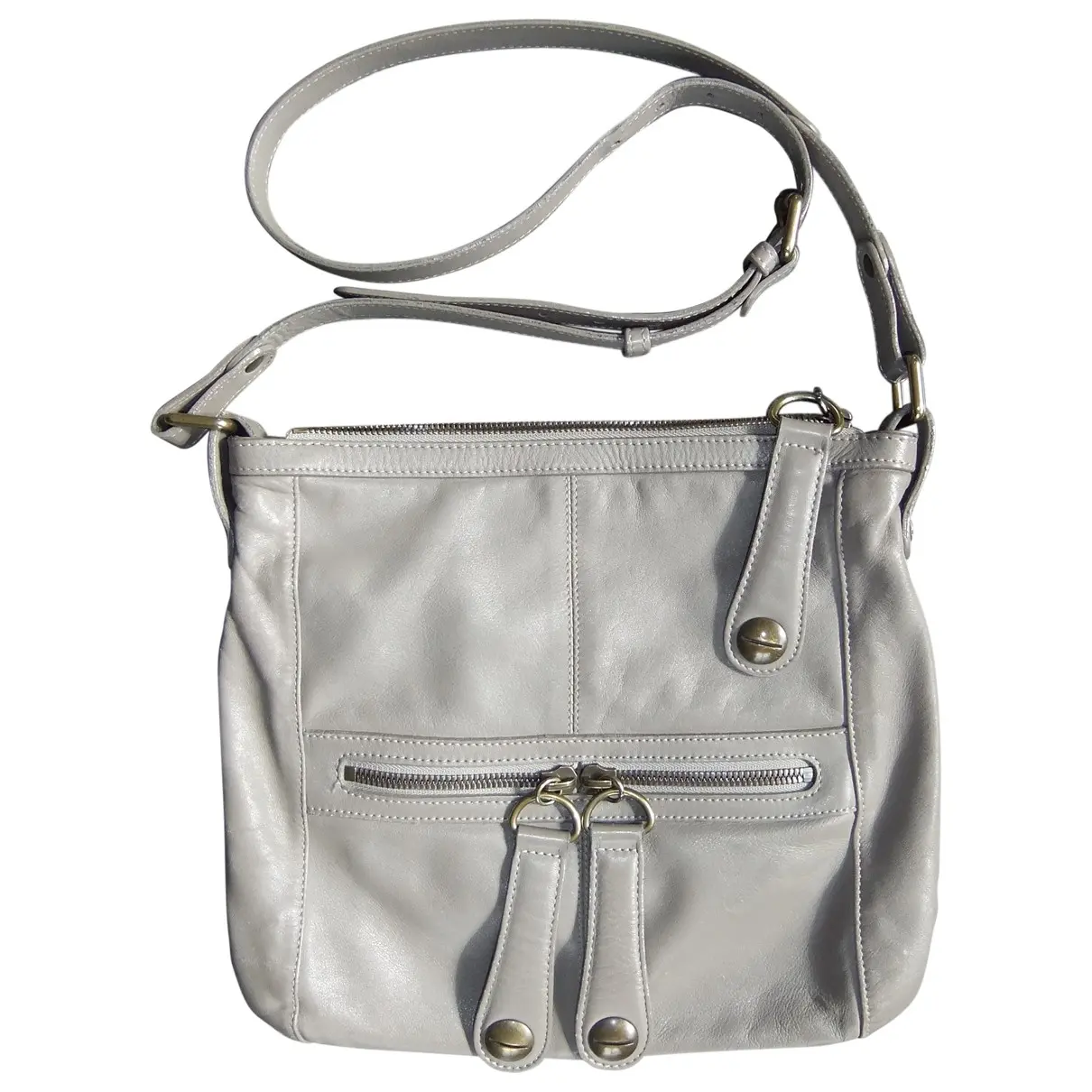 Grey Leather Handbag Gerard Darel