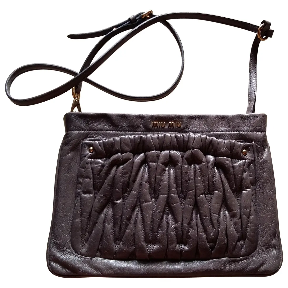 Grey Leather Handbag Miu Miu