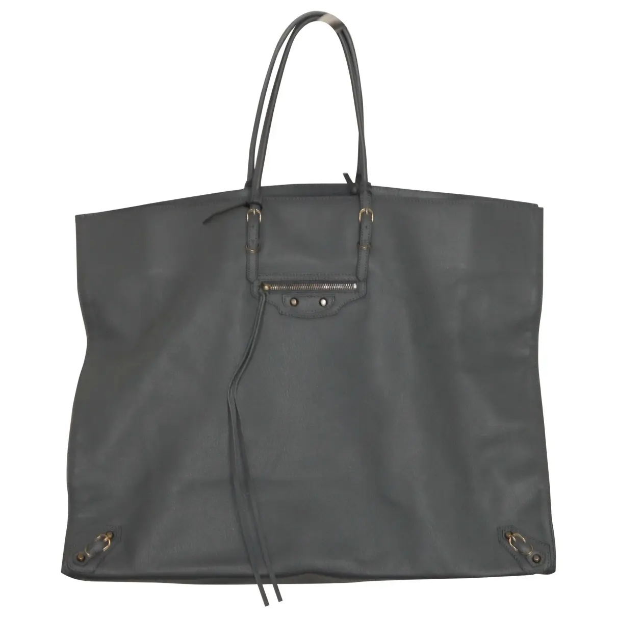 Grey Leather Handbag Papier Balenciaga