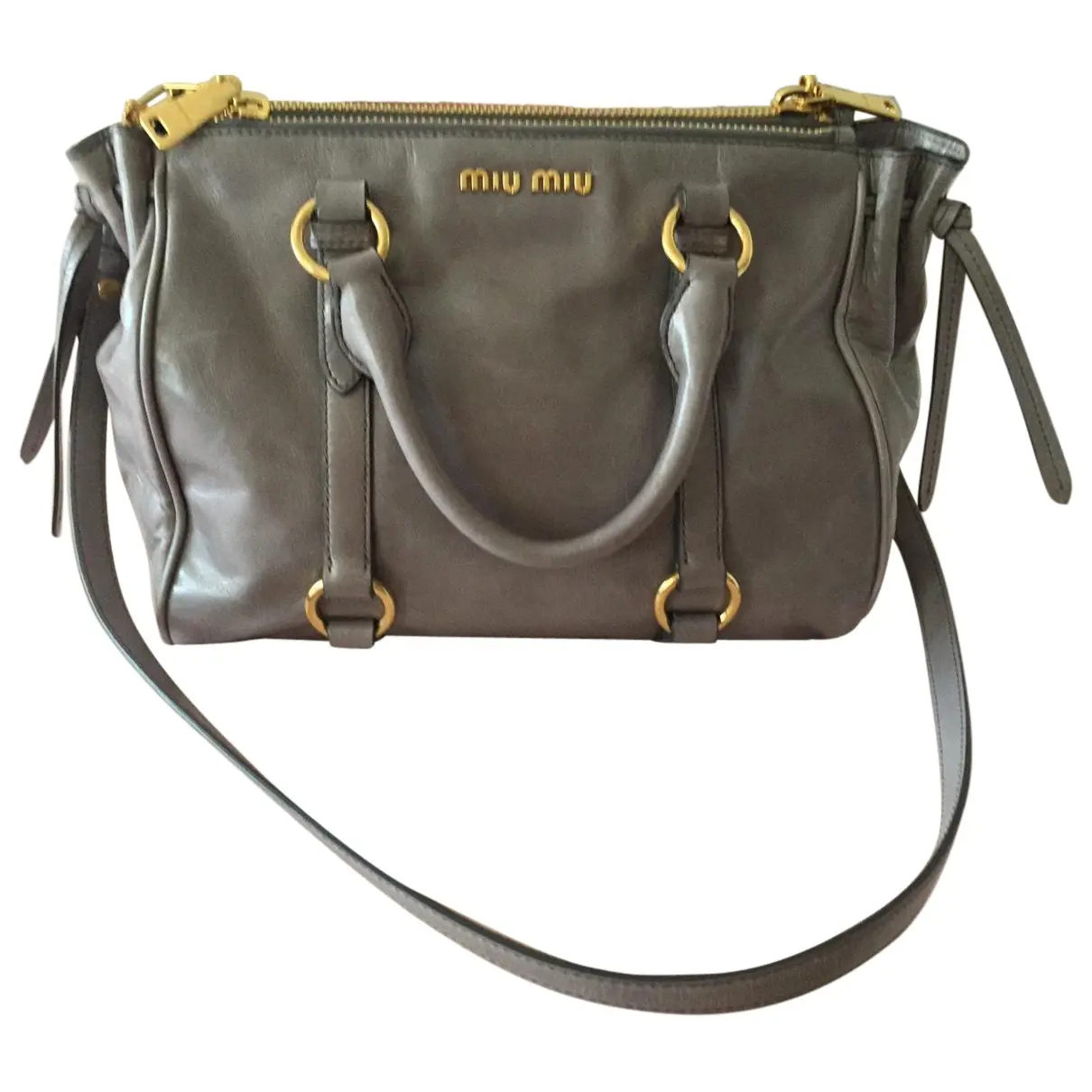 Grey Leather Handbag Vitello Miu Miu