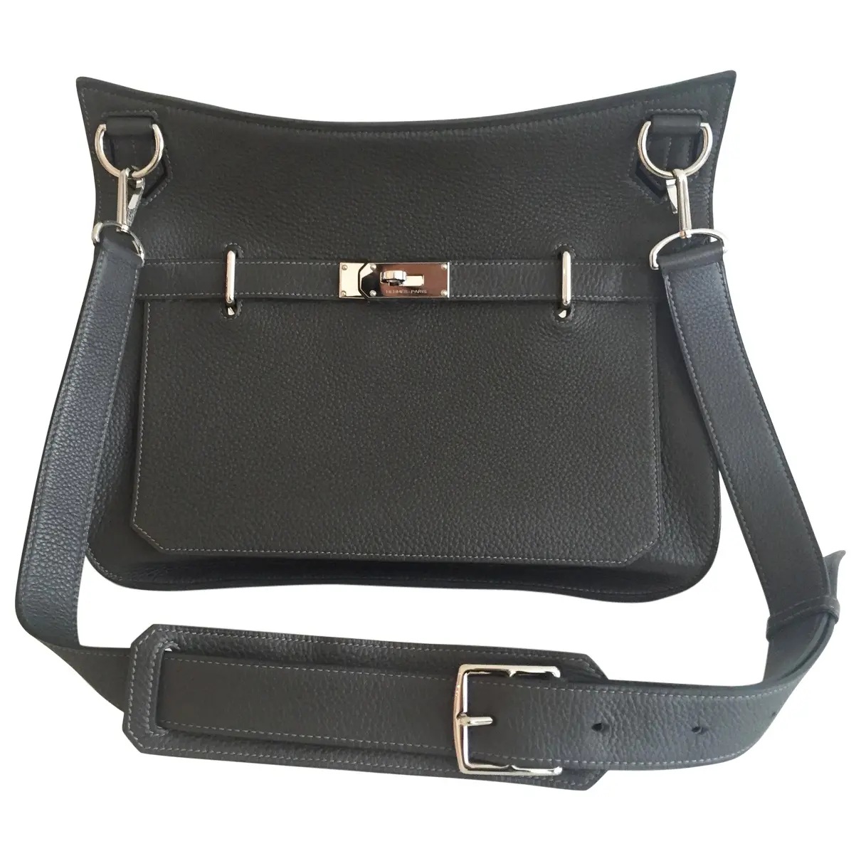 Grey Leather Handbag Jypsiere Hermès