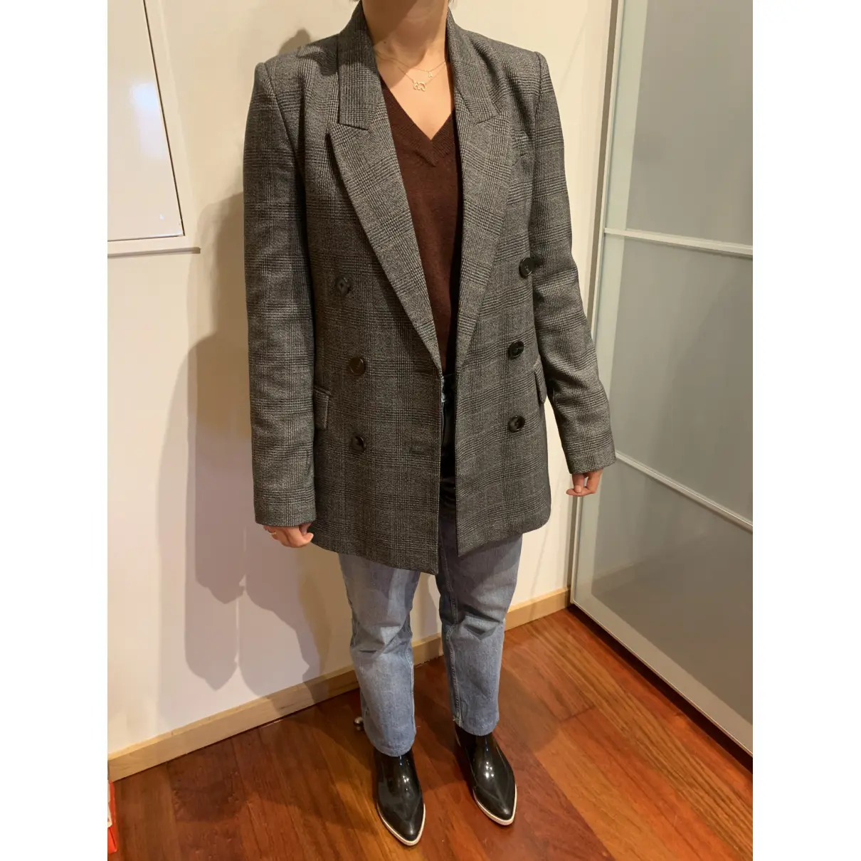Grey Polyester Jacket Zara