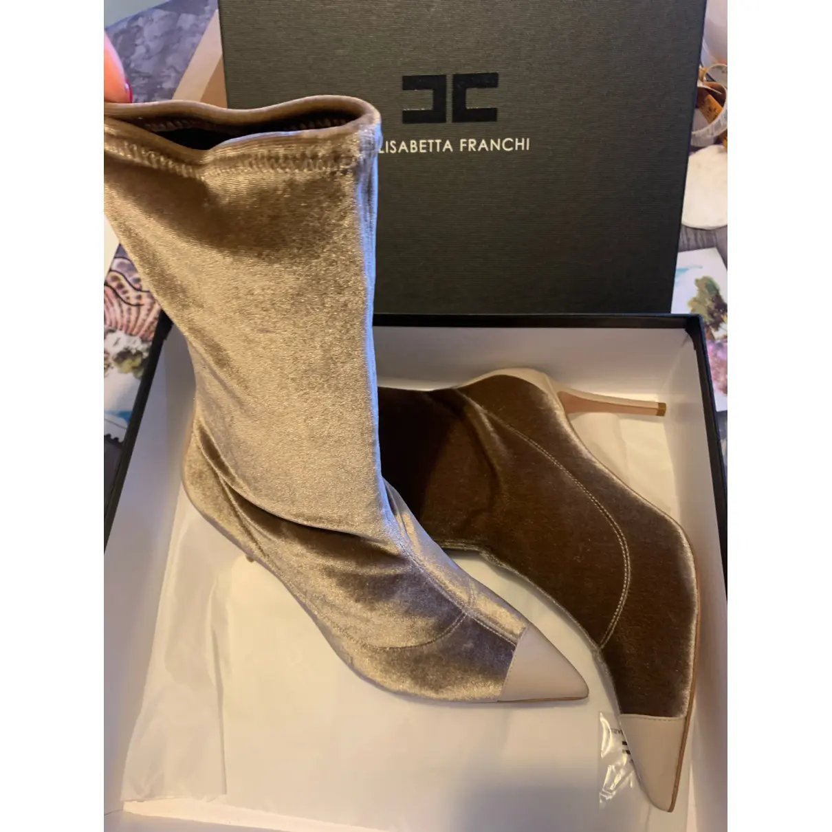 Buy Elisabetta Franchi Velvet boots online