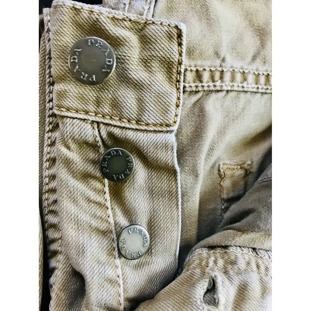 Khaki Cotton Jeans Prada