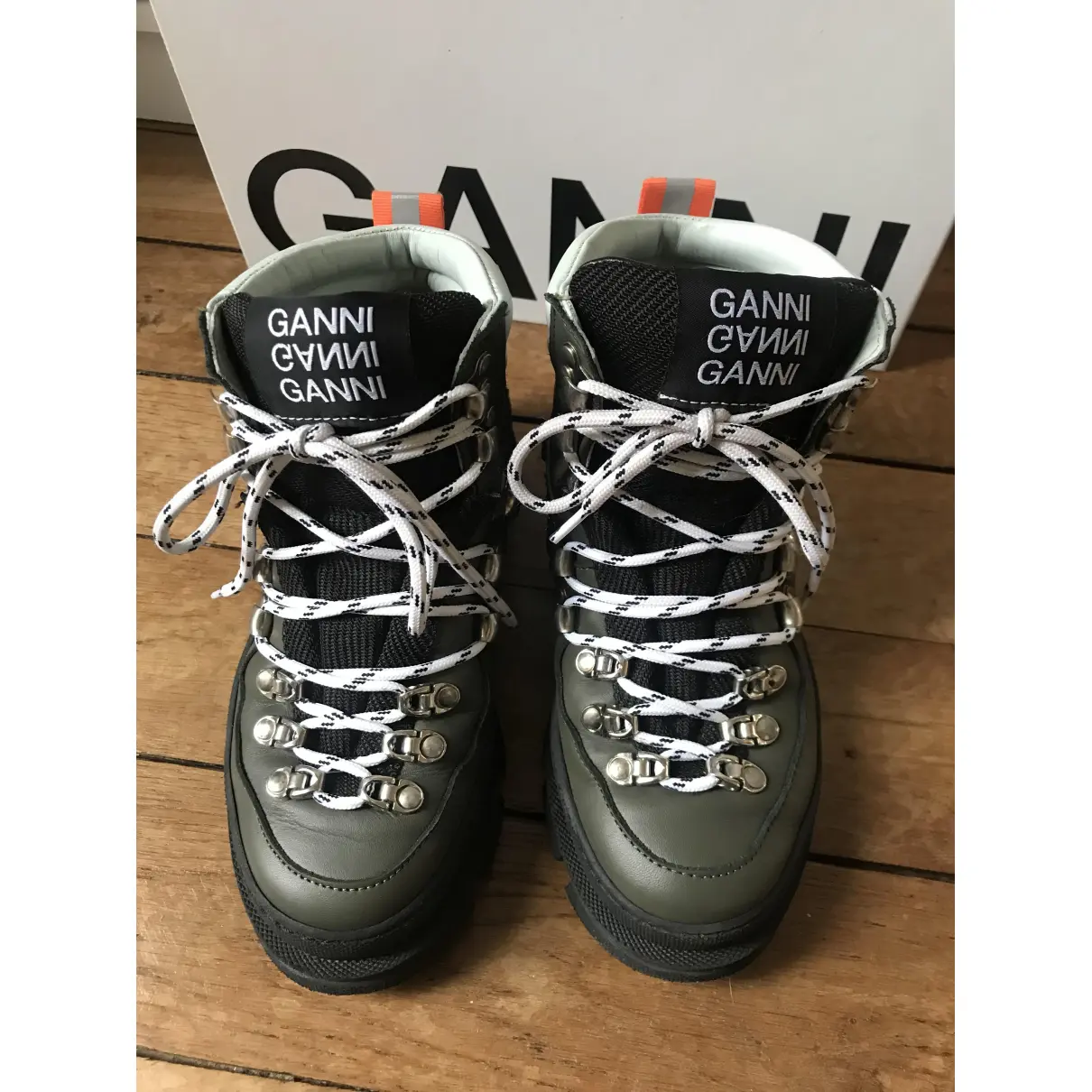 Fall Winter 2019 leather lace up boots Ganni
