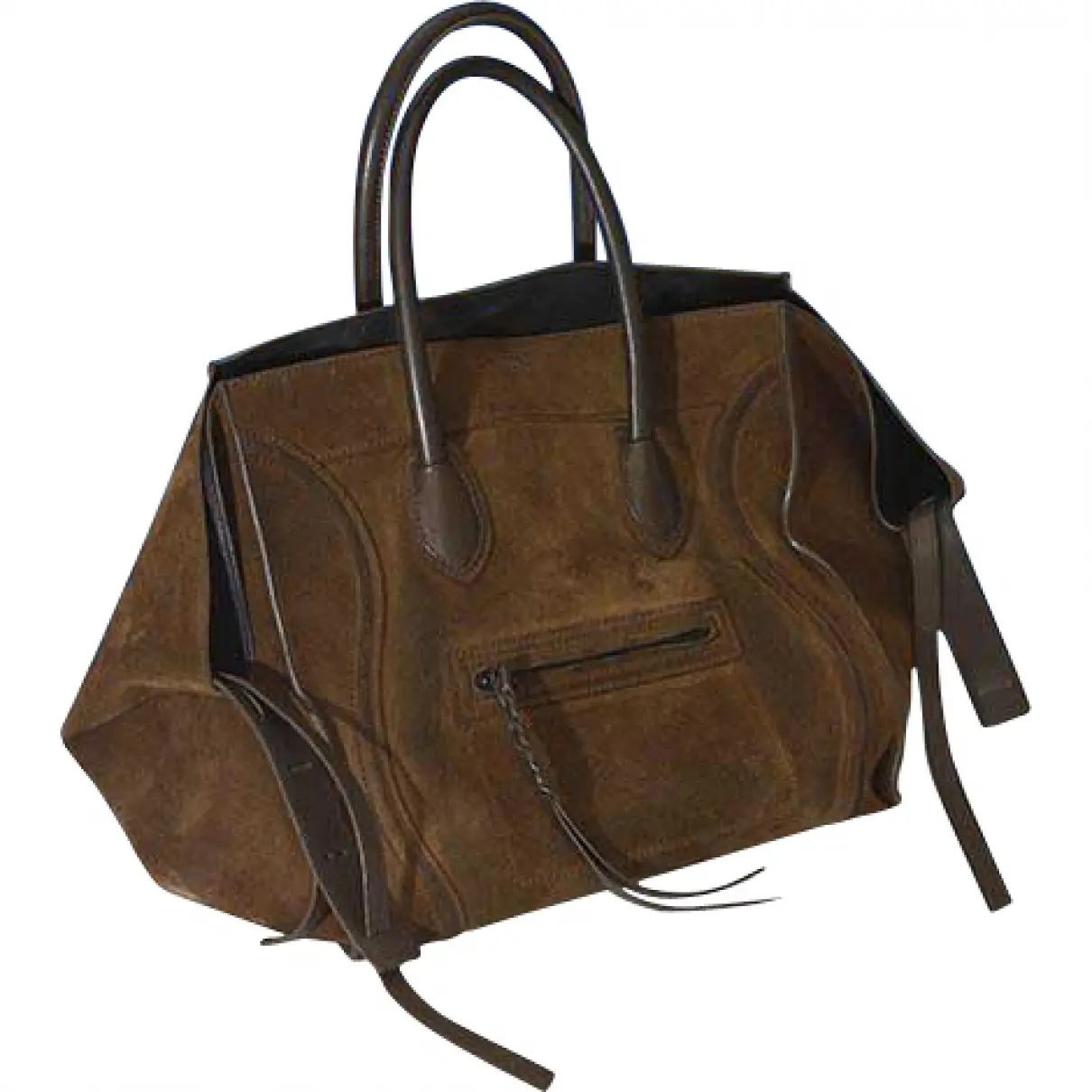 Khaki Leather Handbag Cabas Phantom Celine