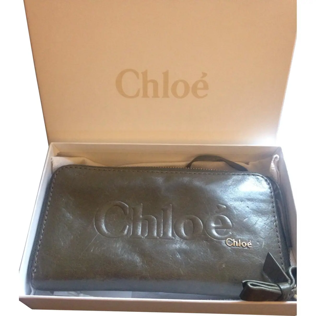Khaki Leather Wallet Chloé
