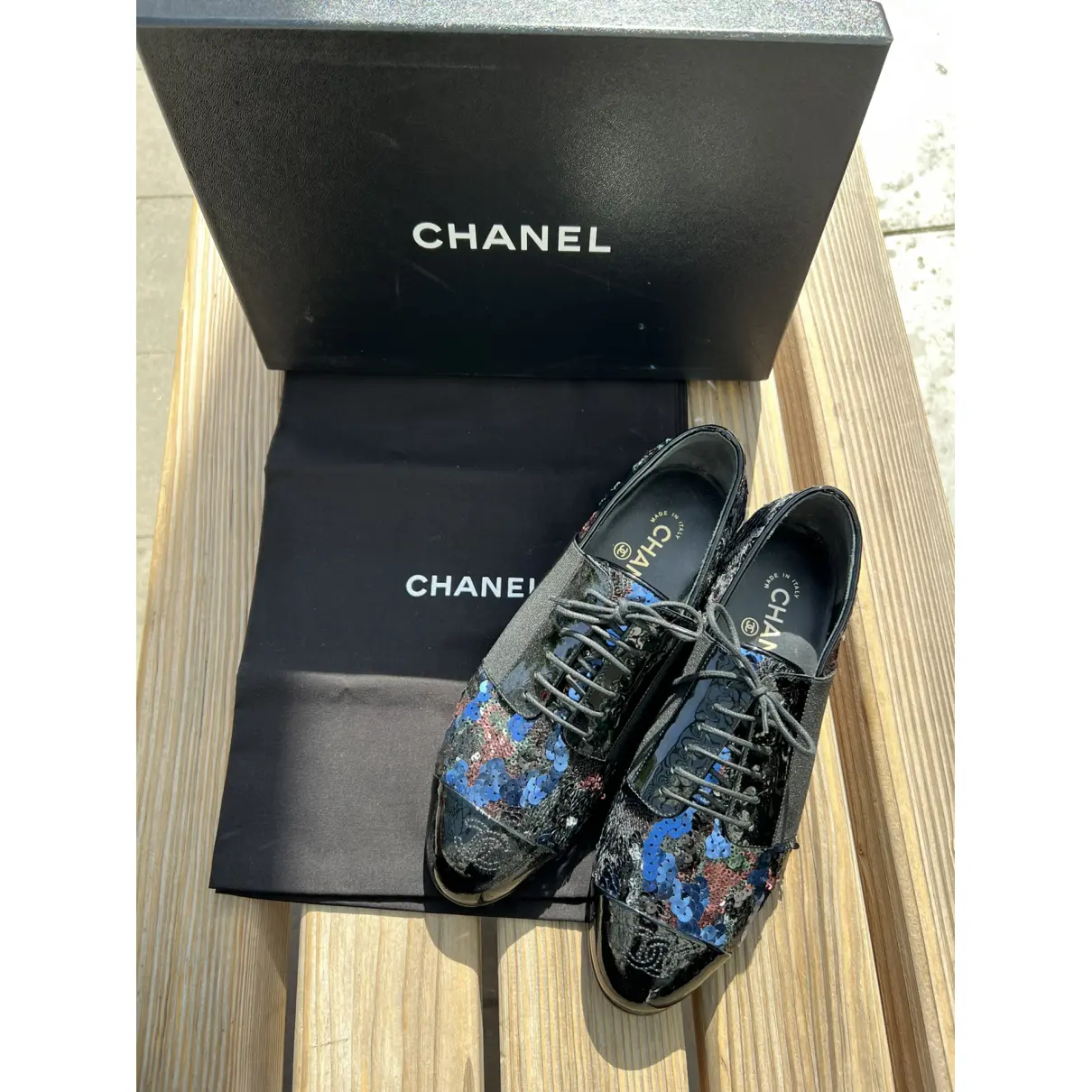 Buy Chanel Glitter lace ups online