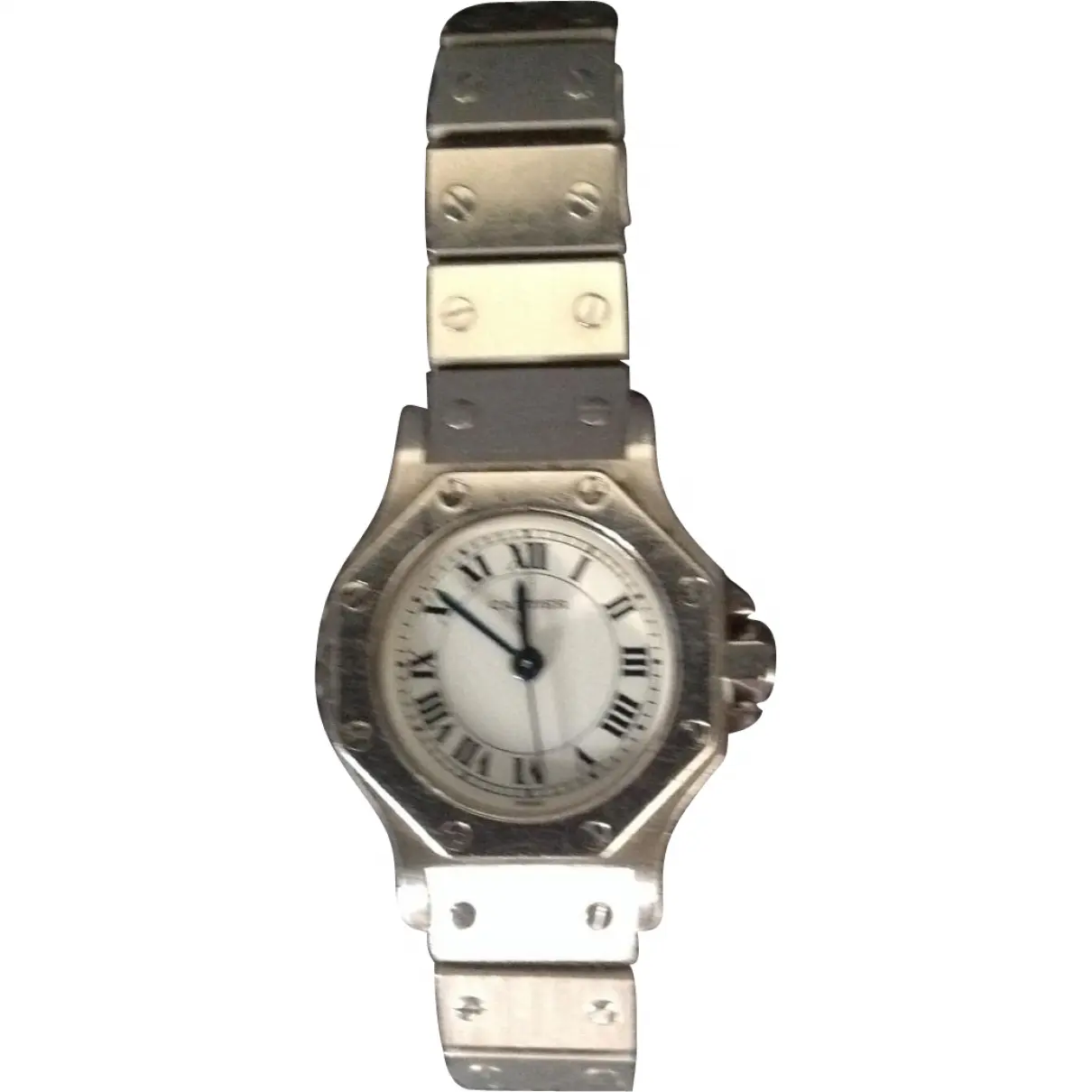 Metallic Steel Watch Santos Cartier - Vintage