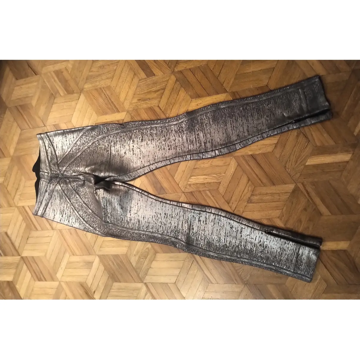 Buy Herve Leger Metallic Synthetic Trousers online
