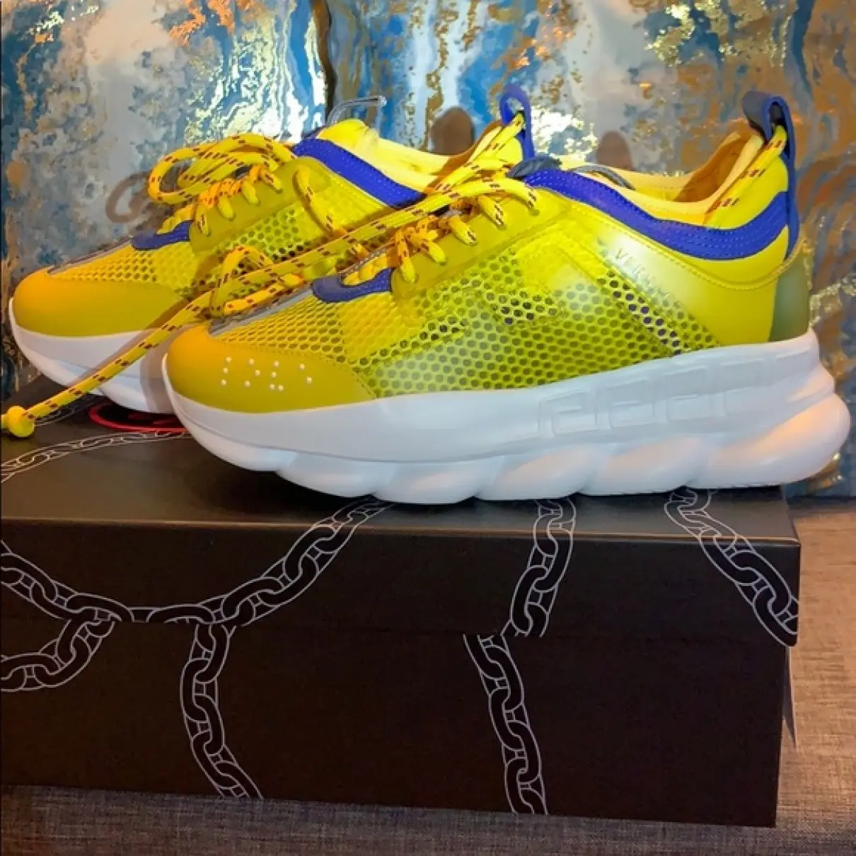 Buy Versace Chain Reaction leather trainers online
